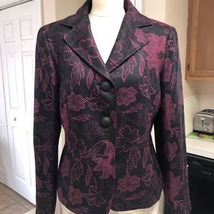 Evan Picone textured blazer in burgundy and black